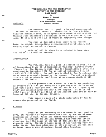 The Geology and Production History of the Petrolia East Pool Page 1
