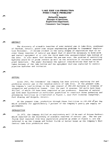 Lake Erie Gas Production Poses Unique Problems Page 1
