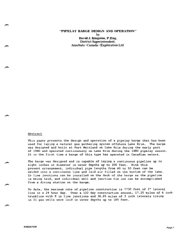 Pipelay Barge Design and Operation Page 1