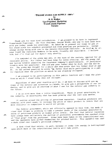TransCanada Gas Supply - 1980's Page 1
