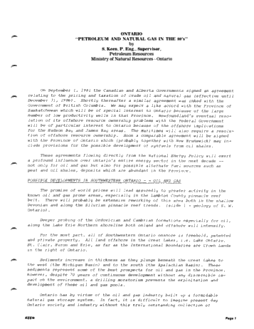 Ontario Petroleum and Natural Gas in the 80's Page 1