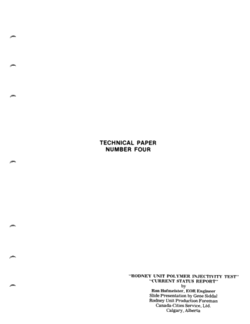 Rodney Unit Polymer Injectivity Test, Current Status Report Page 1