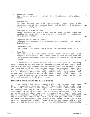 Rodney Unit Polymer Injectivity Test, Current Status Report Page 2