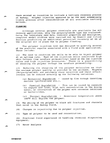 Rodney Unit Polymer Injectivity Test, Current Status Report Page 3