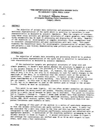 The Importance of Calibrating Seismic Data to Geology Using Well Logs Page 1