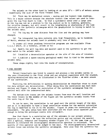 The Importance of Calibrating Seismic Data to Geology Using Well Logs Page 4