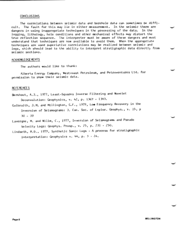 The Importance of Calibrating Seismic Data to Geology Using Well Logs Page 6
