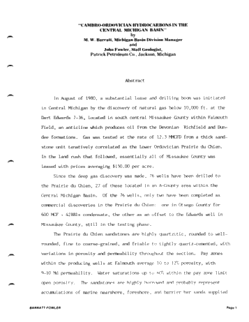 Cambro - Ordovician Hydrocarbons in the Central Michigan Basin Page 1