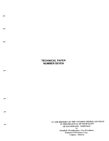 A Case History of the Venison Creek Gas Field in the Regional Municipality of Haldimand-Norfolk Page 1