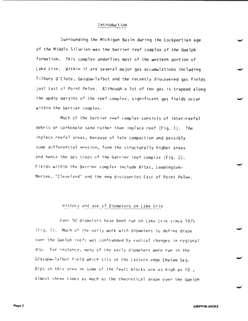 The Use of Dipmeters to Define Facies of the Guelph Within the Barrier Reef Complex of Lake Erie Page 2
