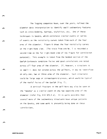 The Use of Dipmeters to Define Facies of the Guelph Within the Barrier Reef Complex of Lake Erie Page 9