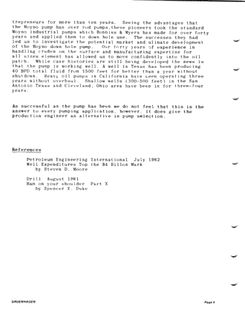 Moyno Down Hole Pump - A New Artificial Lift Method Page 4