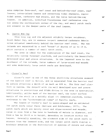 The Reefs of Belize, Central America, From the Viewpoint of Student Field Trips Page 2