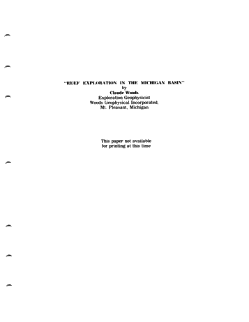 Reef Exploration in the Michigan Basin Page 1
