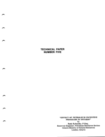 Effect of Petroleum Incentive Programs in Ontario Page 1