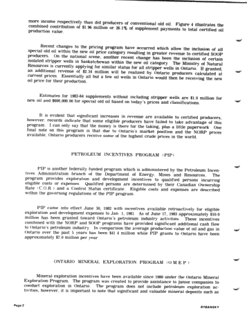 Effect of Petroleum Incentive Programs in Ontario Page 4
