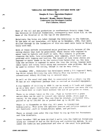 Drilling Southwestern Ontario With Air Page 1