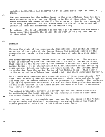 he Gas Producing Potential of the Lower Silurian "Clinton Sands Beneath Lake Erie, U.S.A. Page 7