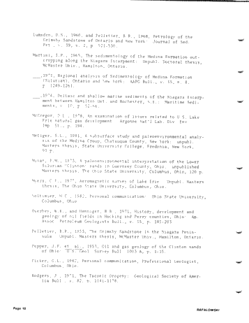 he Gas Producing Potential of the Lower Silurian "Clinton Sands Beneath Lake Erie, U.S.A. Page 10