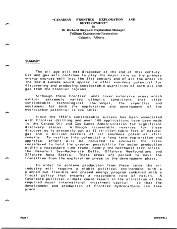 Canadian Frontier Exploration and Development Page 1
