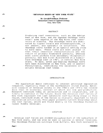 Devonian Reefs of New York State Page 1
