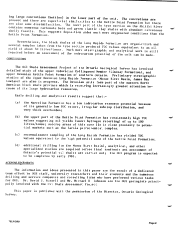 Oil Shale Potential of the Devonian Black Shales of Southwestern Ontario and James Bay Lowlands Page 8