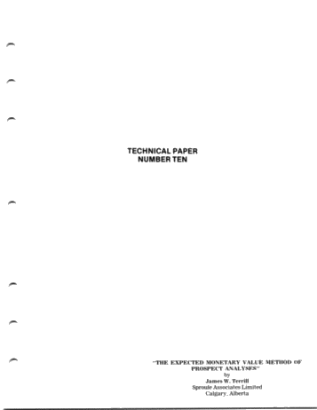 The Expected Monetary Value Method of Prospect Analysis Page 1