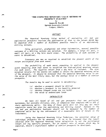 The Expected Monetary Value Method of Prospect Analysis Page 1