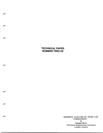 Reserve Analysis of Tight Gas Formations Page 1