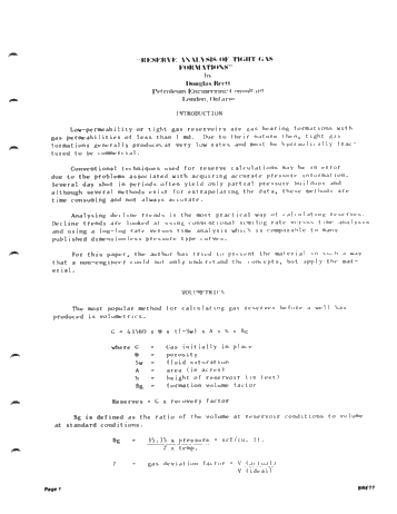 Reserve Analysis of Tight Gas Formations Page 1