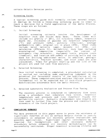 Enhanced Oil Recovery Considerations for Ontario Reservoirs Page 11