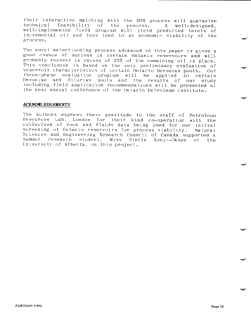Enhanced Oil Recovery Considerations for Ontario Reservoirs Page 12