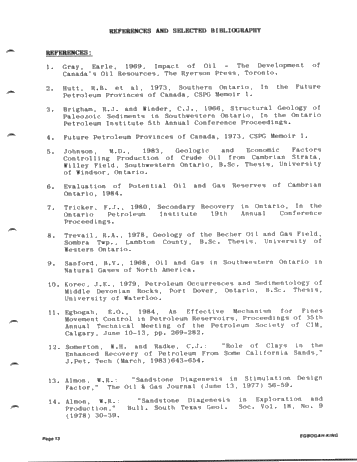 Enhanced Oil Recovery Considerations for Ontario Reservoirs Page 13
