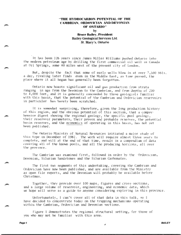 Hydrocarbon Potential and Trapping Mechanisms Trapping Mechanisms of the Cambro Ordovician in Ontario Page 1