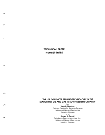 The Use of Remote Technology in the Search for Oil and Gas in Southwestern Ontario Page 1
