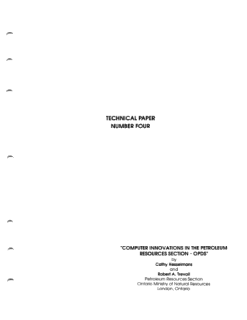 Computer Innovations in the Petroleum Resources Section - OPDS Page 1