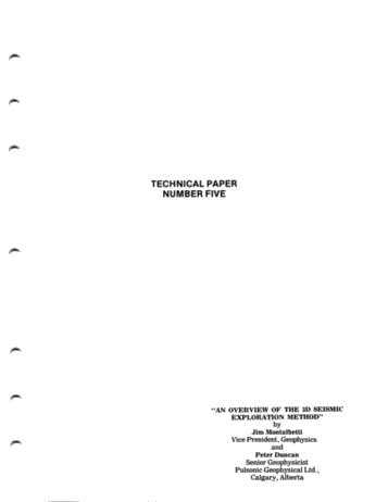 An Overview of the 3D Seismic Exploration Method Page 1