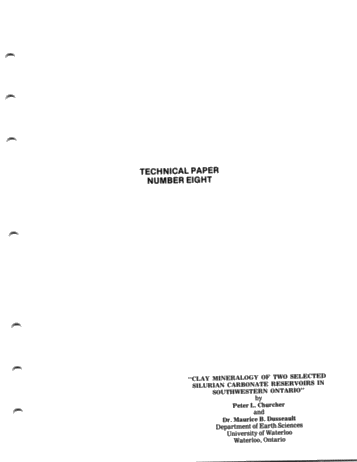 Clay Mineralogy of Two Selected Silurian Carbonate Reservoirs in Southwestern Ontario Page 1
