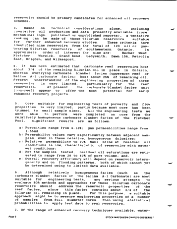 Preliminary Geological/Engineering Evaluation of Southwestern Ontario Middle Silurian Carbonate Reservoirs For Enhanced Oil Recovery Page 2
