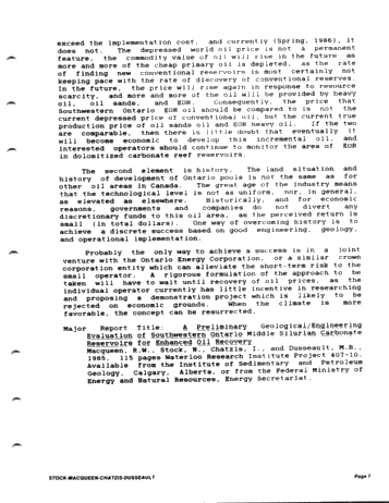 Preliminary Geological/Engineering Evaluation of Southwestern Ontario Middle Silurian Carbonate Reservoirs For Enhanced Oil Recovery Page 7