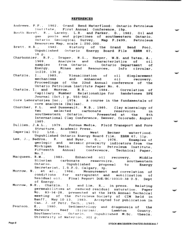 Preliminary Geological/Engineering Evaluation of Southwestern Ontario Middle Silurian Carbonate Reservoirs For Enhanced Oil Recovery Page 8
