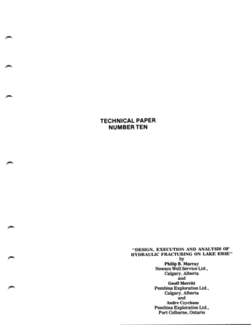 Design, Execution and Analysis of Hydraulic Fracturing on Lake Erie Page 1