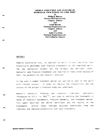 Design, Execution and Analysis of Hydraulic Fracturing on Lake Erie Page 1