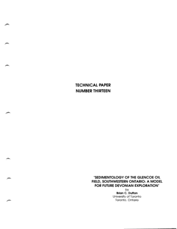 Sedimentology of the Glencoe Oil Field, Southwestern Ontario: A Model For Future Devonian Exploration Page 1