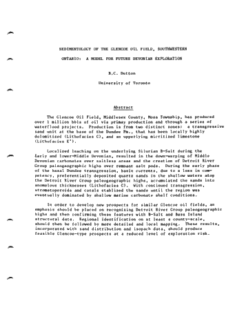 Sedimentology of the Glencoe Oil Field, Southwestern Ontario: A Model For Future Devonian Exploration Page 1