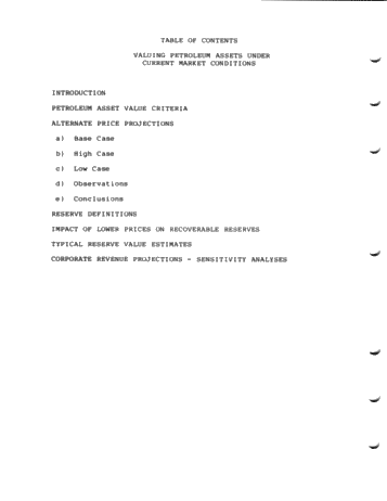 Valuing Petroleum Assets Under Current Market Conditions Page 1