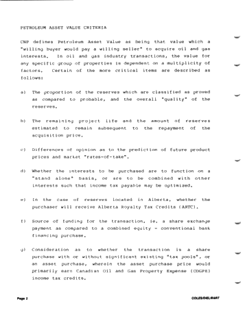Valuing Petroleum Assets Under Current Market Conditions Page 2