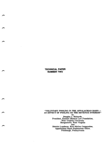 Voluntary Pooling in the Appalachian Basin - an Effect of Pooling on the Revenue Interest Page 1