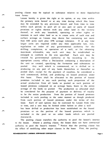 Voluntary Pooling in the Appalachian Basin - an Effect of Pooling on the Revenue Interest Page 5