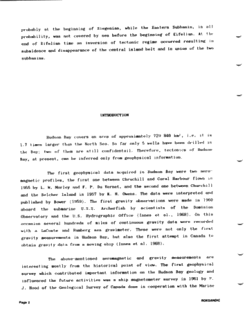 Tectonics of Hudson Bay in the Light of Geophysical Evidence Page 2